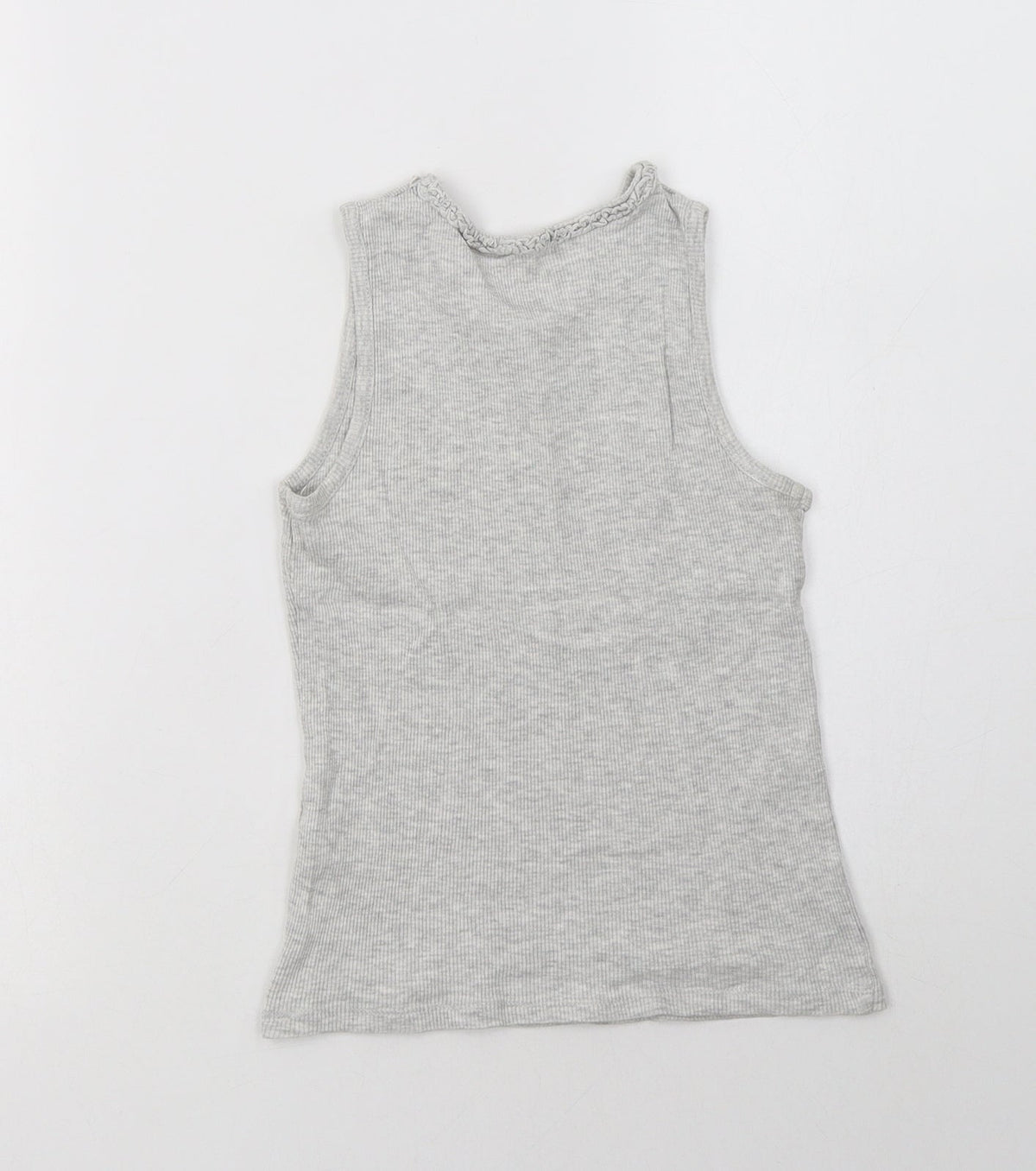 Back view of George girls’ grey cotton basic tank, size 7-8, years crew neck