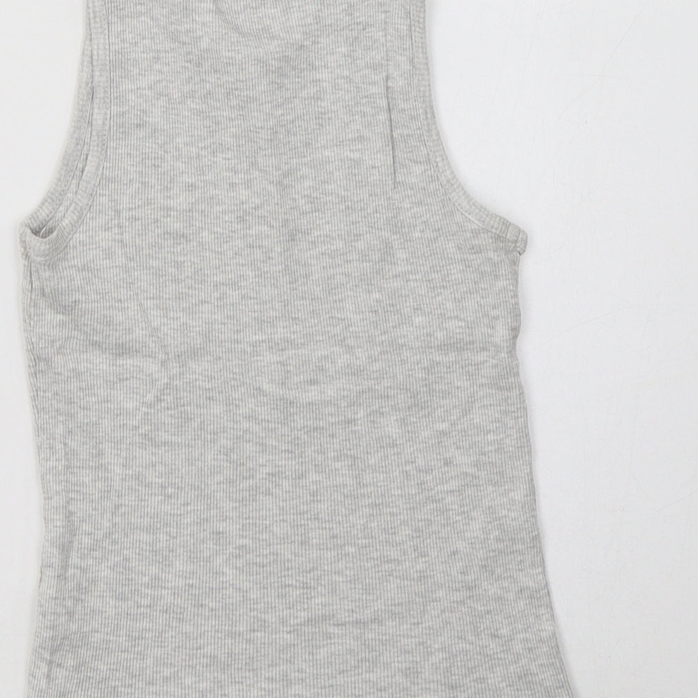 Brand and care label for George girls’ grey cotton basic tank, size 7-8, years crew neck