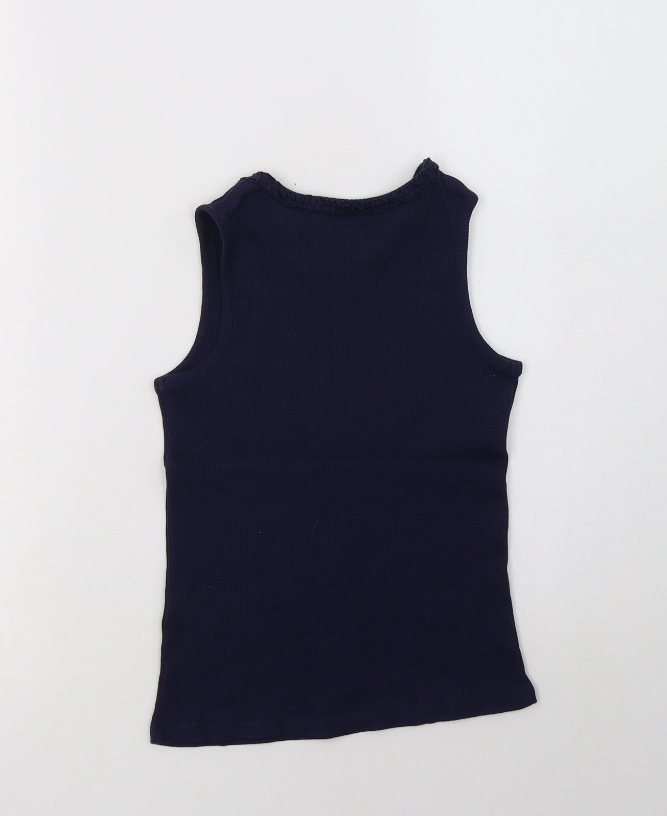 George Girls Blue  Cotton Basic Tank Size 7-8 Years Crew Neck