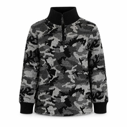 Front view of Very boys’ multicoloured camouflage viscose pullover sweatshirt, size 7, years