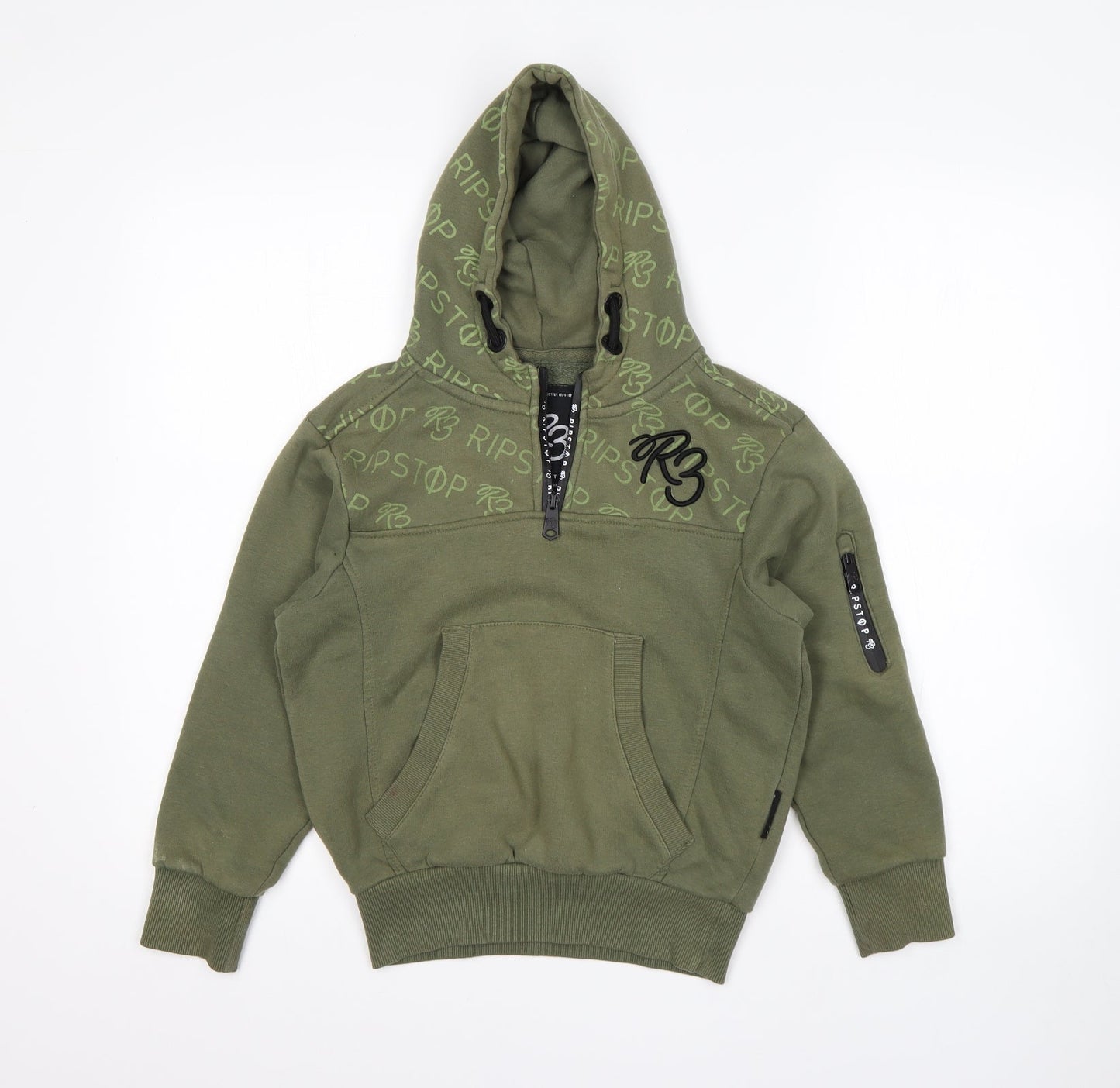 S3 Boys Green  Cotton Pullover Hoodie Size S
