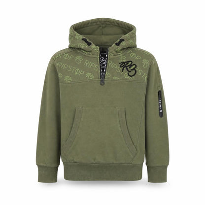 Front view of S3 boys’ green cotton pullover hoodie, size S