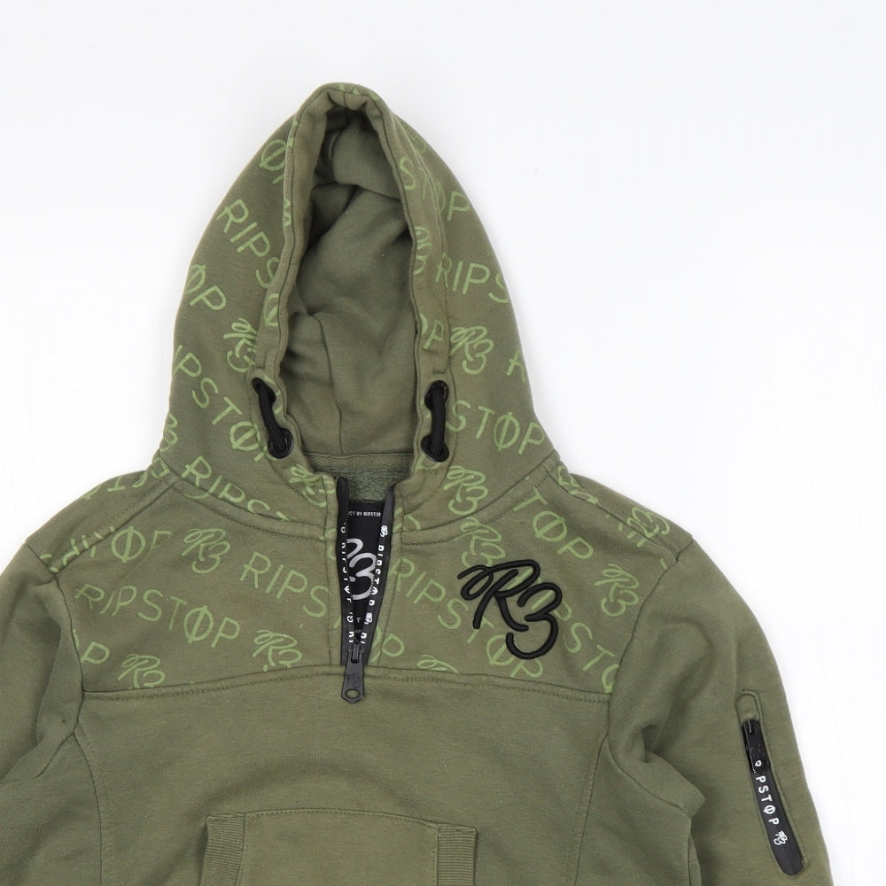 S3 Boys Green  Cotton Pullover Hoodie Size S