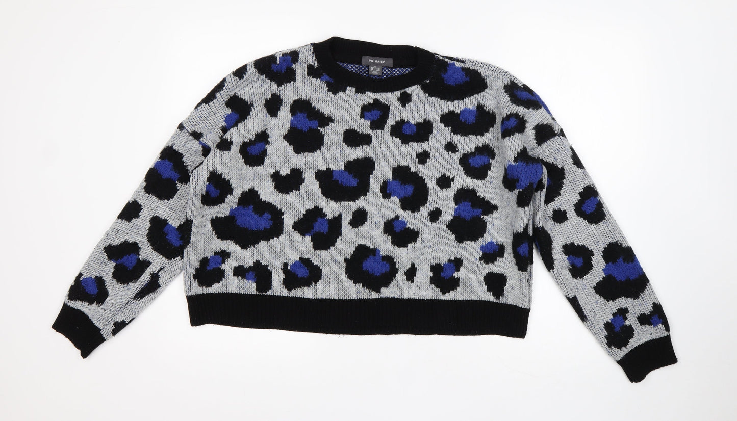 Primark Womens Multicoloured Round Neck Camouflage Acrylic Pullover Jumper Size XS