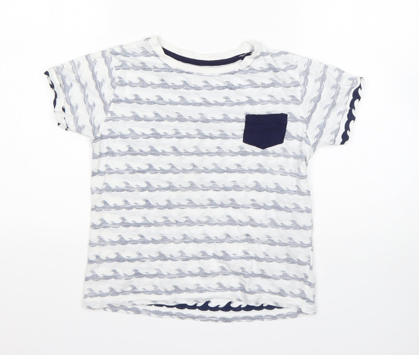 Primark Boys Multicoloured Striped Cotton Basic T-Shirt Size 7-8 Years Round Neck