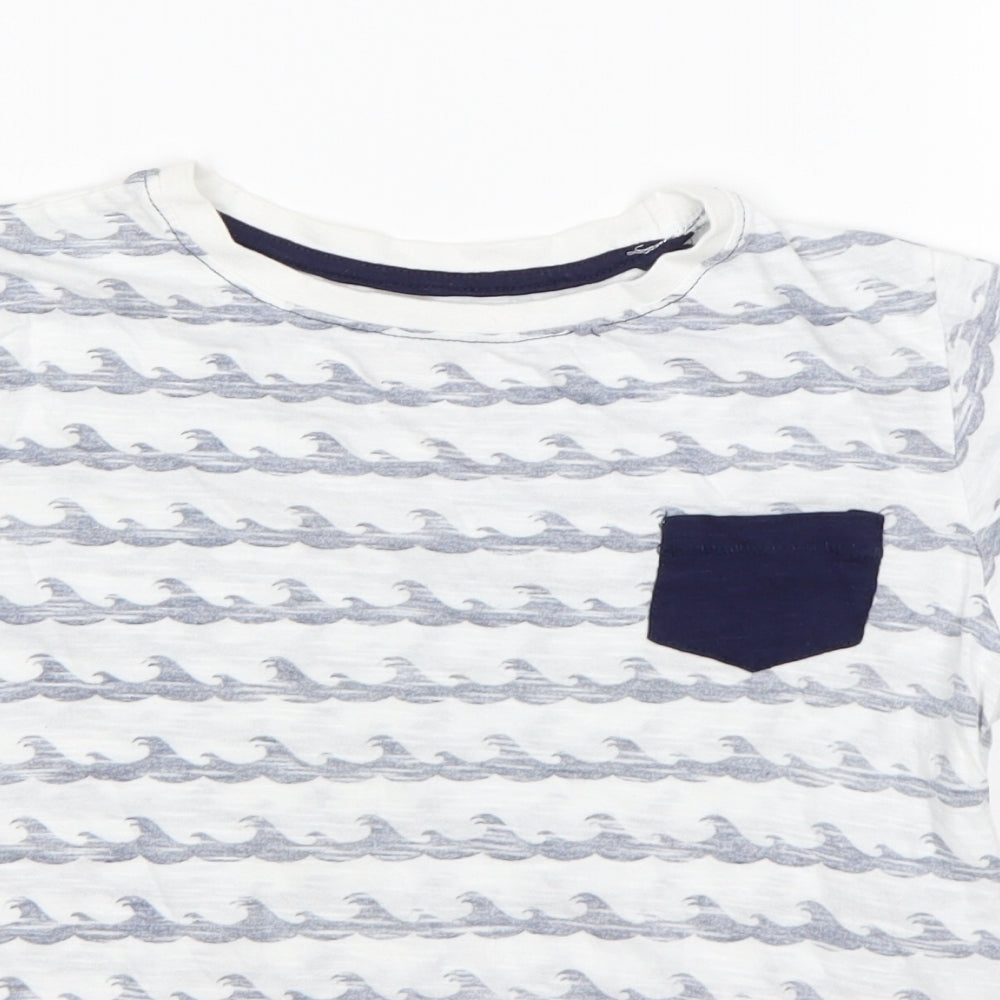 Primark Boys Multicoloured Striped Cotton Basic T-Shirt Size 7-8 Years Round Neck