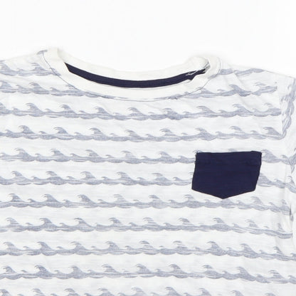 Primark Boys Multicoloured Striped Cotton Basic T-Shirt Size 7-8 Years Round Neck