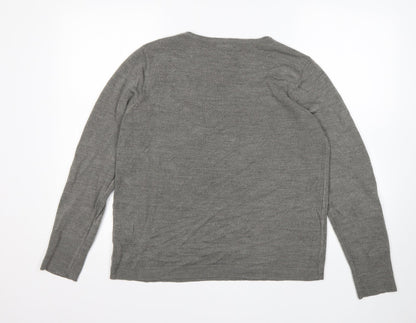 Primark Womens Grey Round Neck  Acrylic Pullover Jumper Size L