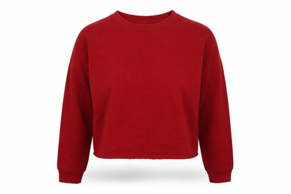 Front view of Primark women’s red polyester pullover sweatshirt, size S, - cropped