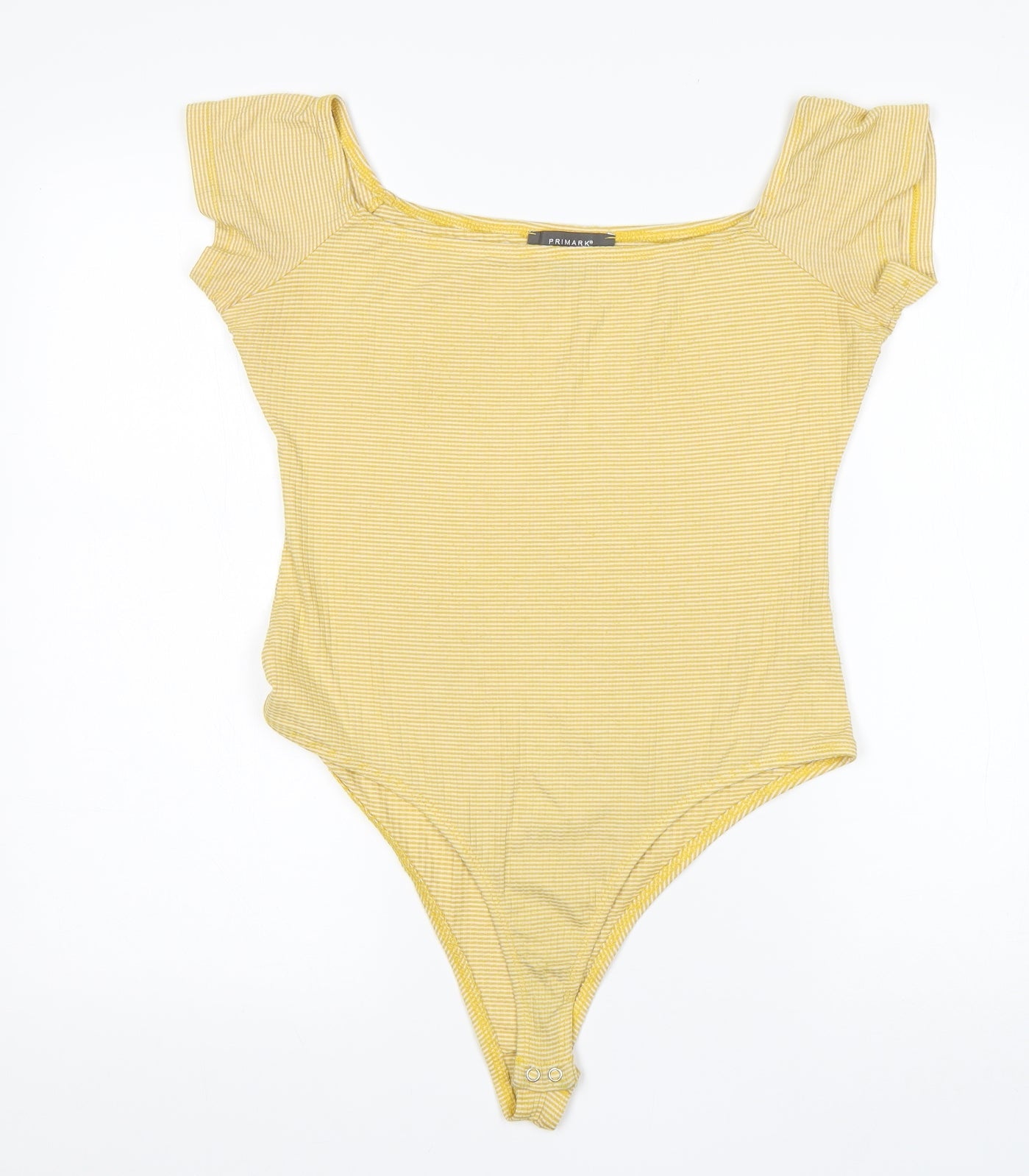 Primark Womens Yellow Check Polyester Bodysuit One-Piece Size M