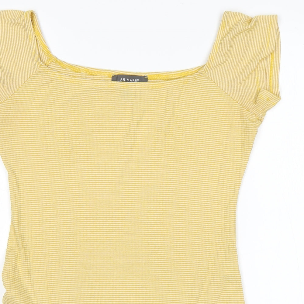 Primark Womens Yellow Check Polyester Bodysuit One-Piece Size M