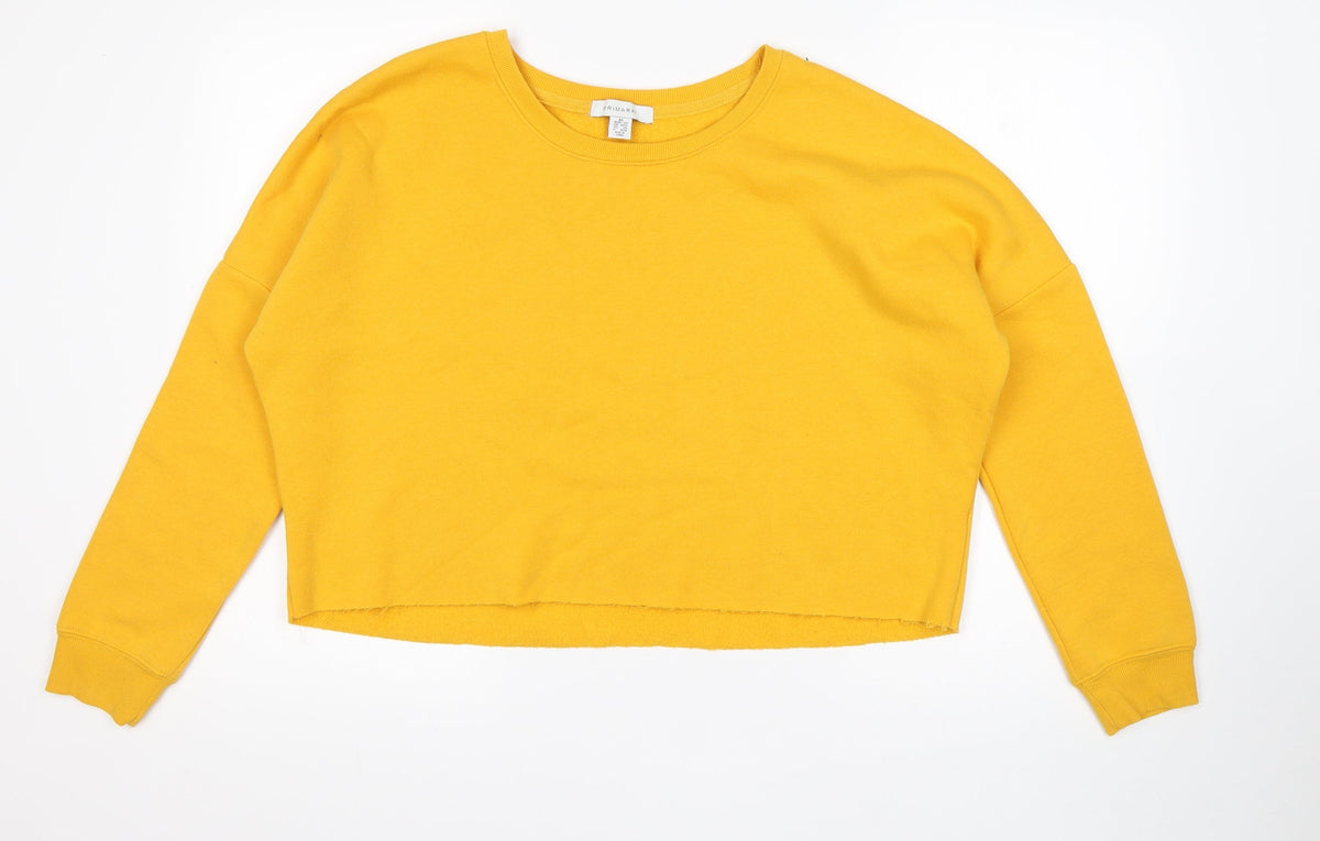 Additional front view of Primark women’s yellow polyester pullover sweatshirt, size XS, - cropped