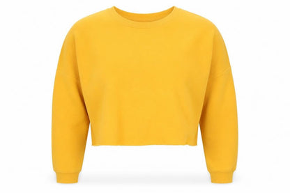 Front view of Primark women’s yellow polyester pullover sweatshirt, size XS, - cropped