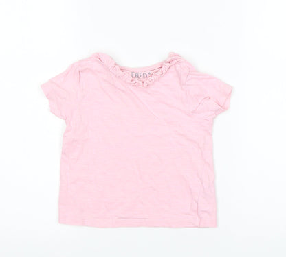 F&F Girls Pink  Cotton Basic T-Shirt Size 18-24 Months Round Neck