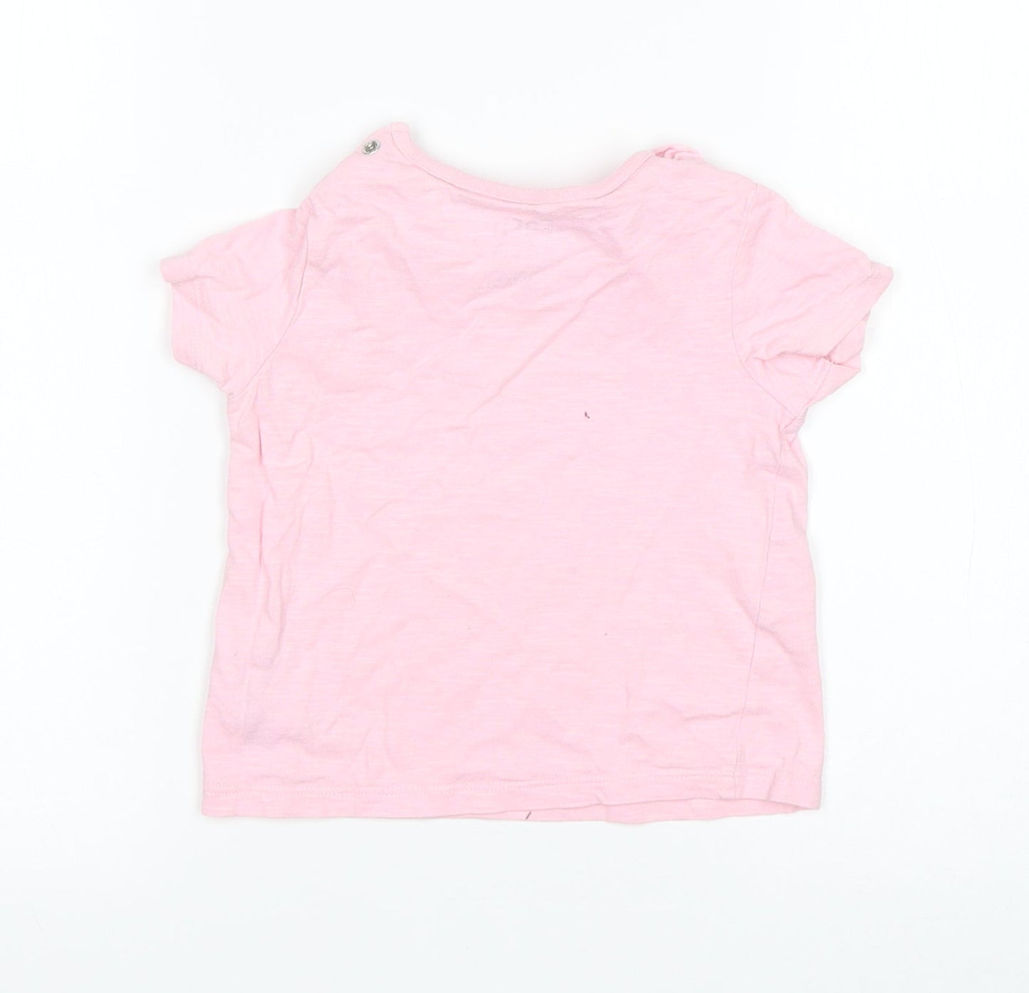F&F Girls Pink  Cotton Basic T-Shirt Size 18-24 Months Round Neck