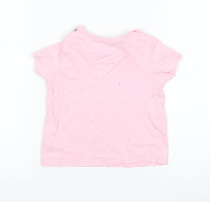 F&F Girls Pink  Cotton Basic T-Shirt Size 18-24 Months Round Neck