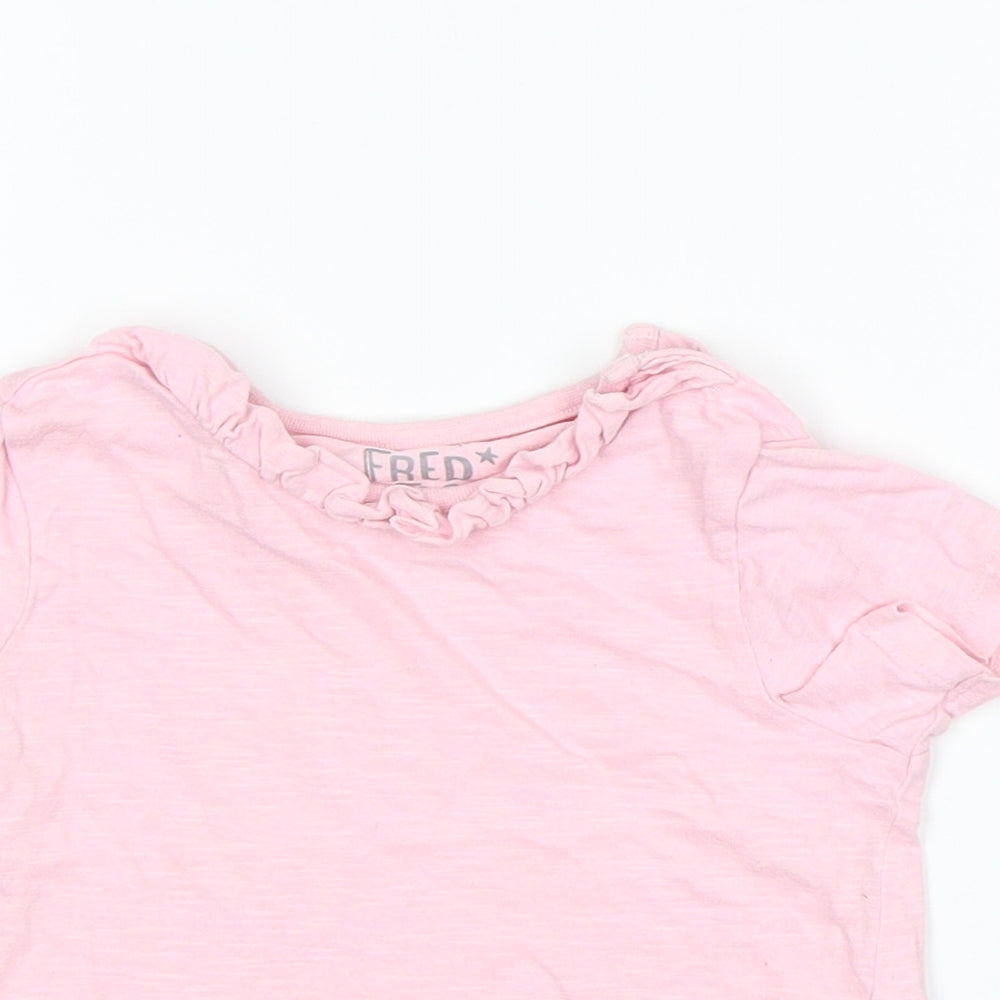 F&F Girls Pink  Cotton Basic T-Shirt Size 18-24 Months Round Neck