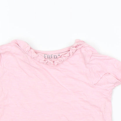 F&F Girls Pink  Cotton Basic T-Shirt Size 18-24 Months Round Neck