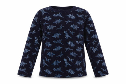Front view of Primark boys’ multicoloured polyester pyjama top, size 7-8, years - dinosaur print