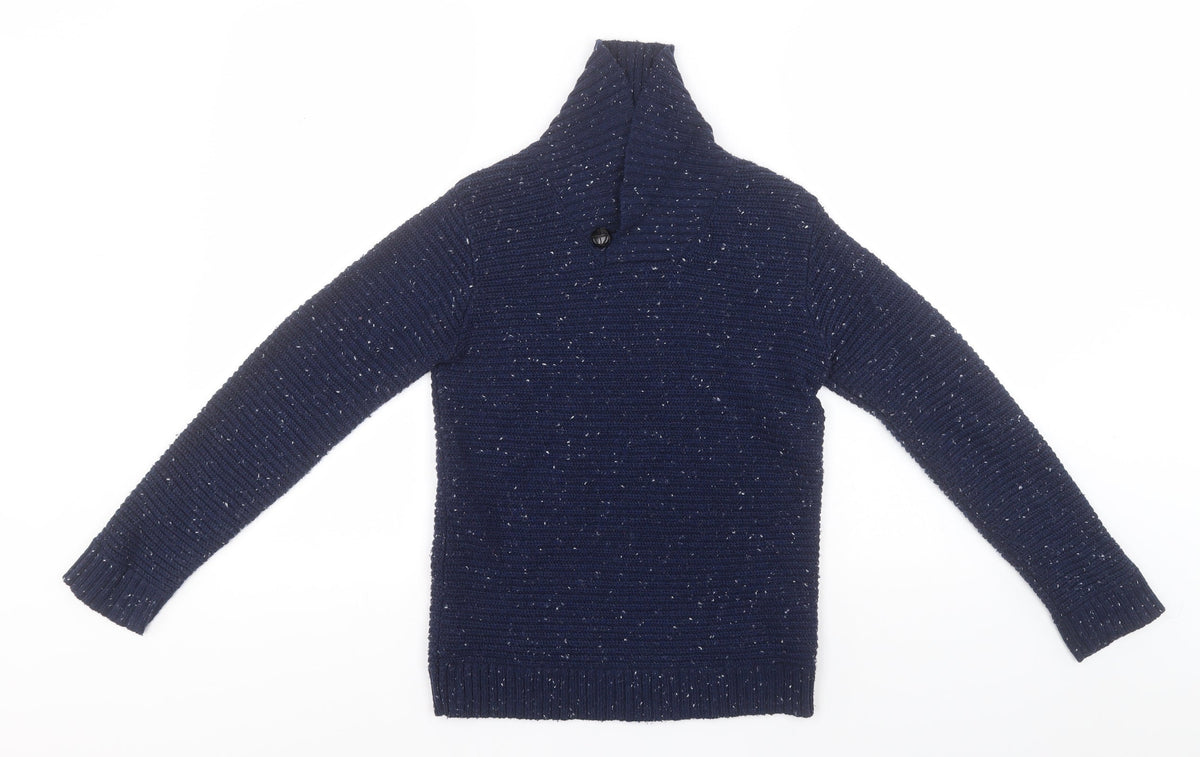 Additional front view of Matalan girls’ blue roll neck polyester jumper, size 10, years