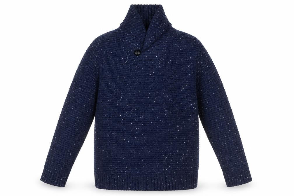 Front view of Matalan girls’ blue roll neck polyester jumper, size 10, years