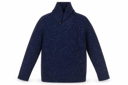 Front view of Matalan girls’ blue roll neck polyester jumper, size 10, years
