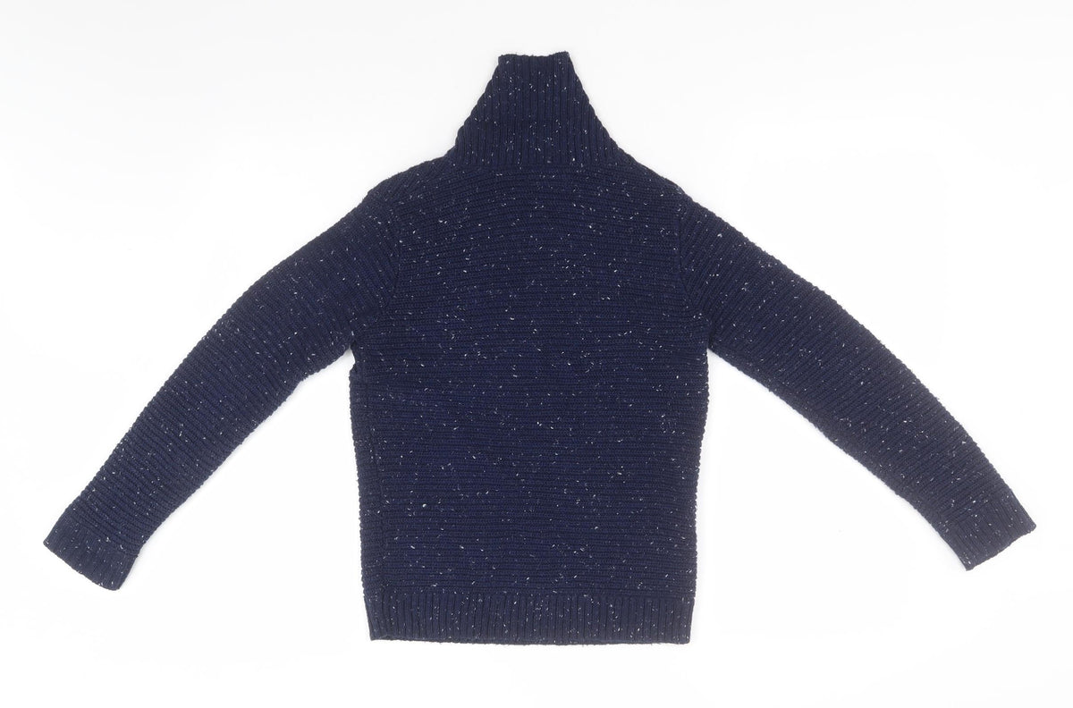 Back view of Matalan girls’ blue roll neck polyester jumper, size 10, years