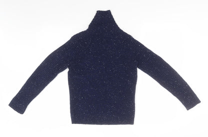 Back view of Matalan girls’ blue roll neck polyester jumper, size 10, years