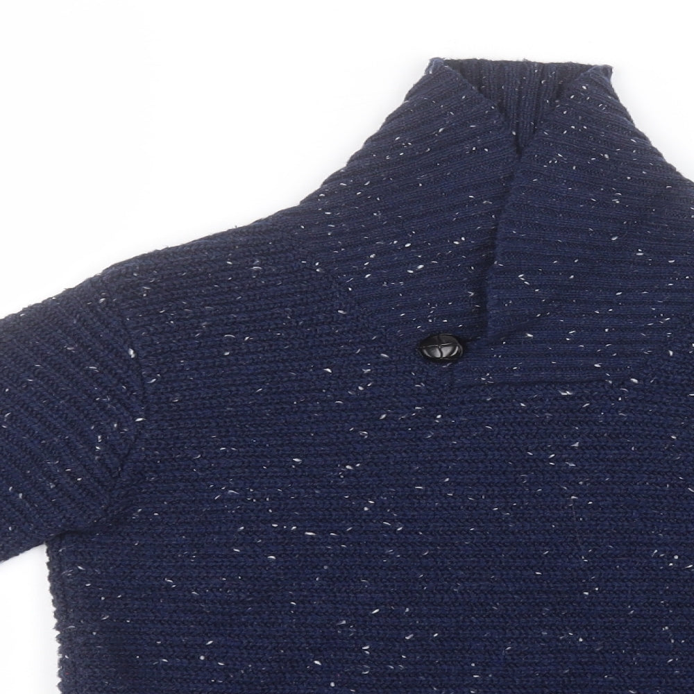 Close-up detail of Matalan girls’ blue roll neck polyester jumper, size 10, years