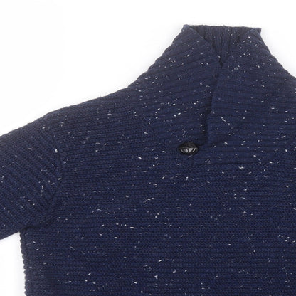 Close-up detail of Matalan girls’ blue roll neck polyester jumper, size 10, years