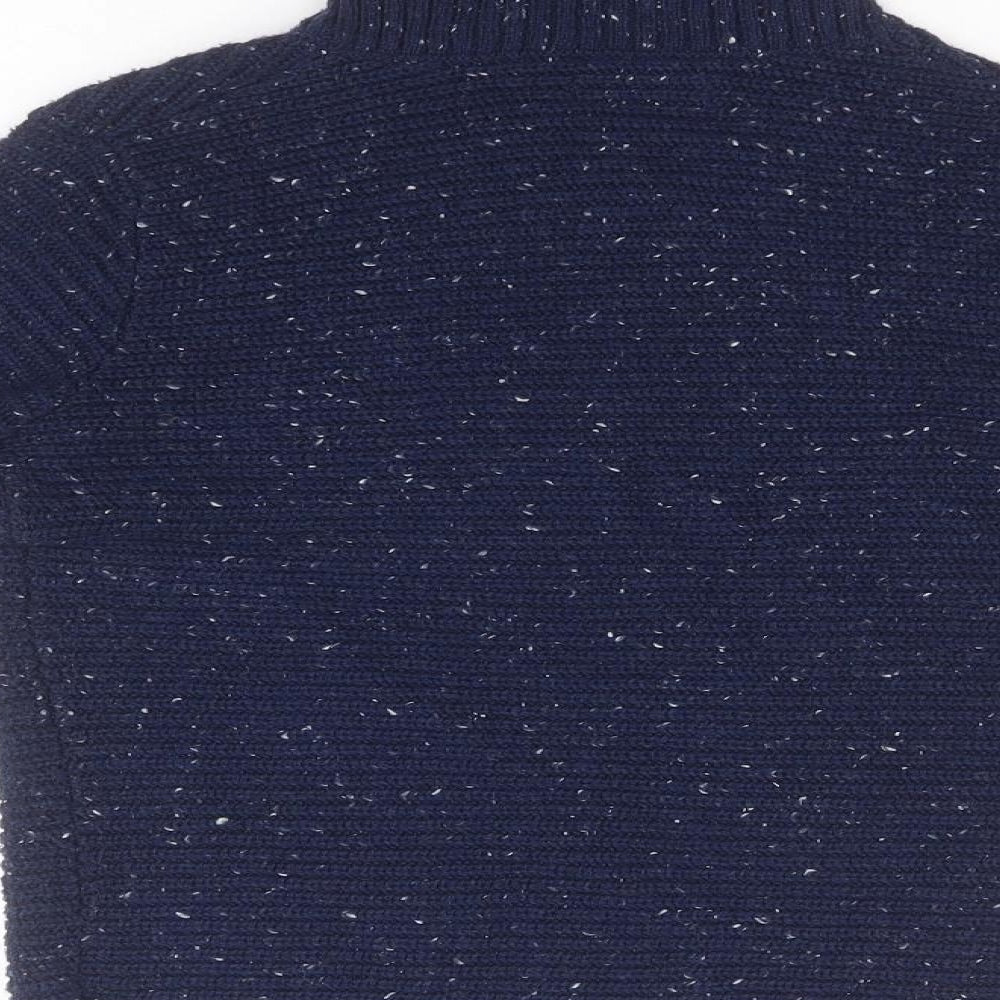 Brand and care label for Matalan girls’ blue roll neck polyester jumper, size 10, years