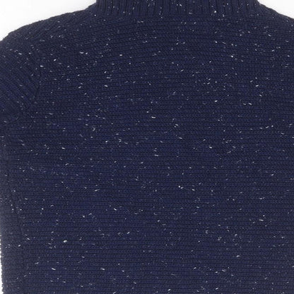 Brand and care label for Matalan girls’ blue roll neck polyester jumper, size 10, years