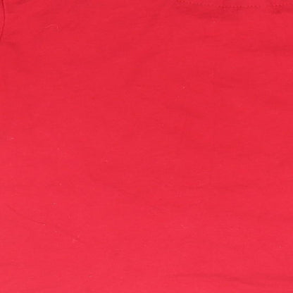Disney Womens Red  Cotton Basic T-Shirt Size 10 Round Neck - Mickey Mouse, Christmas