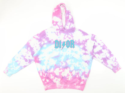 Preworn Womens Pink Geometric Cotton Pullover Hoodie