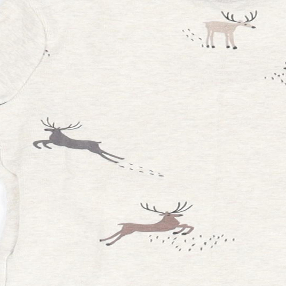 H&M Baby Ivory  Cotton Basic T-Shirt Size 0-3 Months Round Neck  - Reindeer