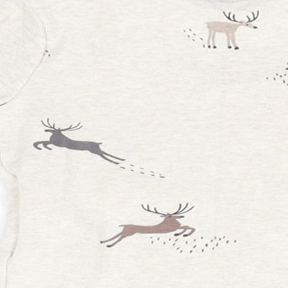 H&M Baby Ivory  Cotton Basic T-Shirt Size 0-3 Months Round Neck  - Reindeer