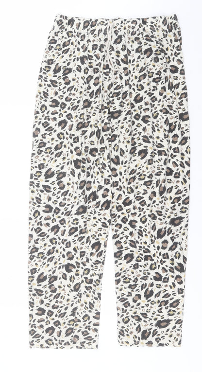 Primark Womens Ivory Animal Print Cotton Sweatpants Trousers Size 12 L26 in Regular