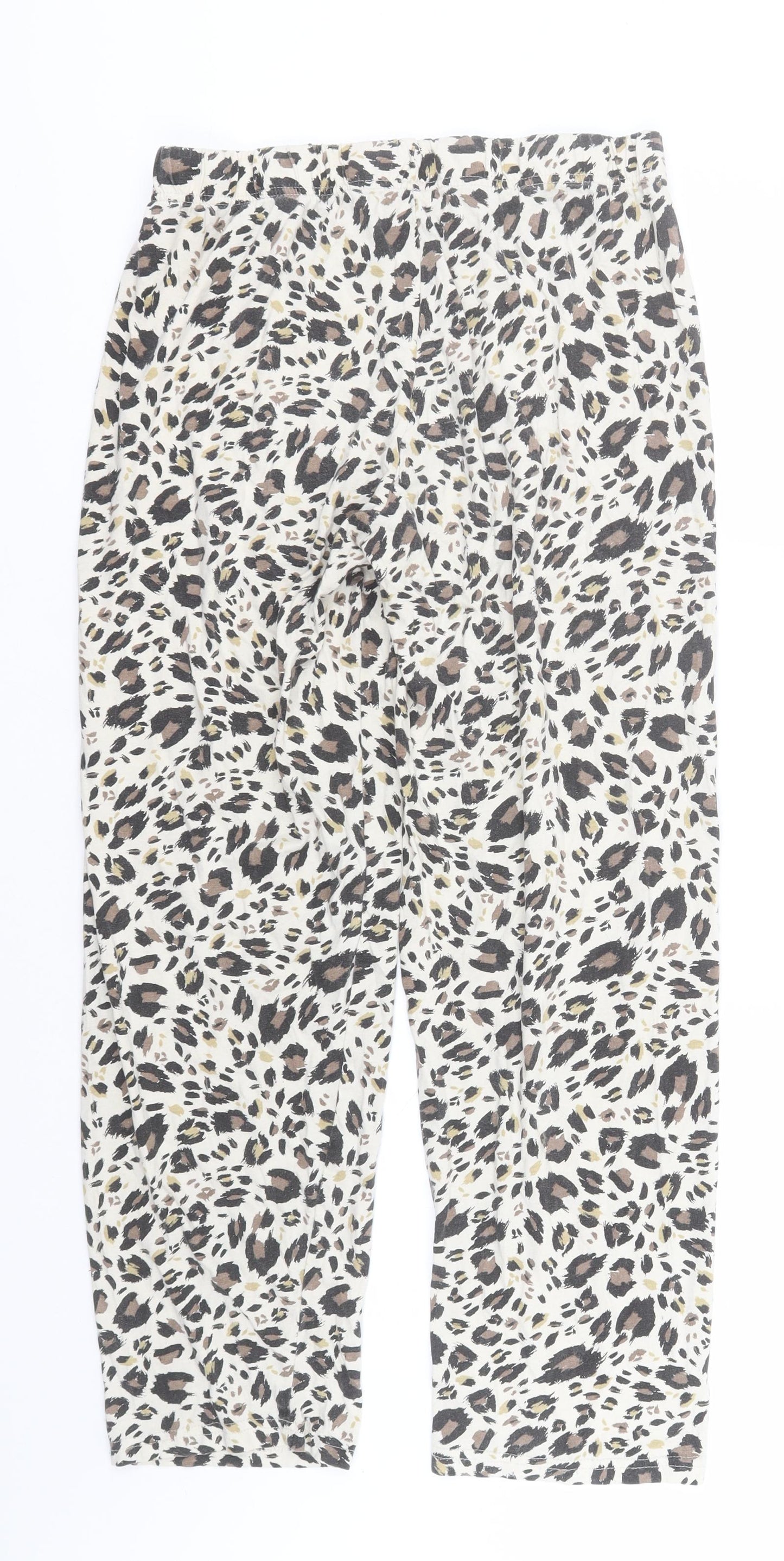 Primark Womens Ivory Animal Print Cotton Sweatpants Trousers Size 12 L26 in Regular