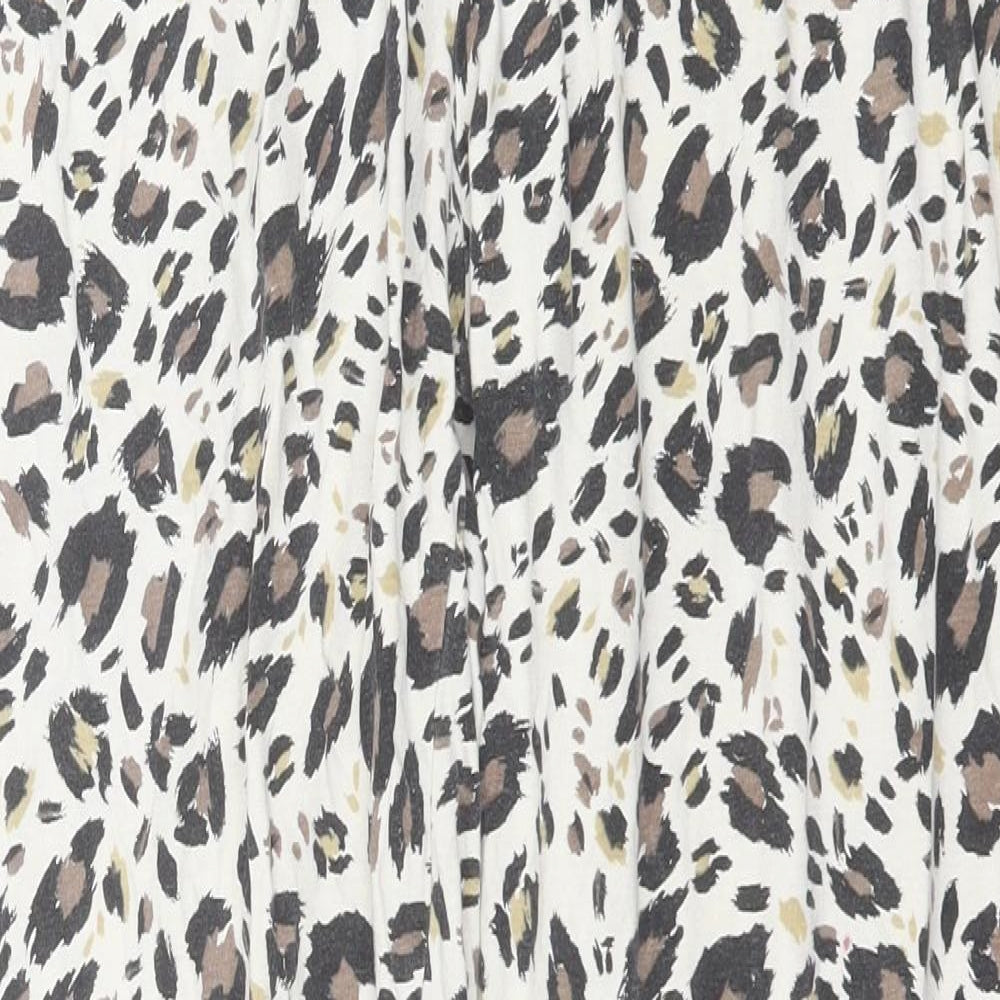 Primark Womens Ivory Animal Print Cotton Sweatpants Trousers Size 12 L26 in Regular