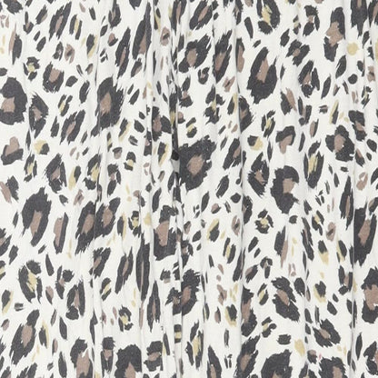 Primark Womens Ivory Animal Print Cotton Sweatpants Trousers Size 12 L26 in Regular