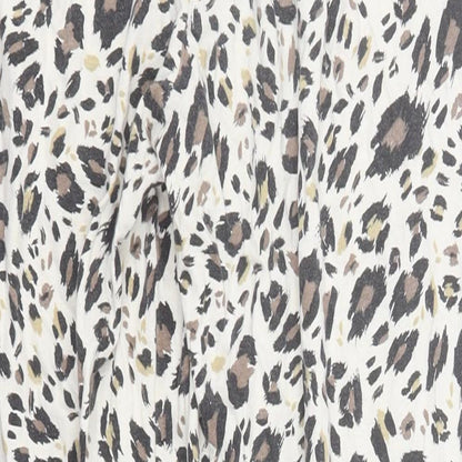 Primark Womens Ivory Animal Print Cotton Sweatpants Trousers Size 12 L26 in Regular