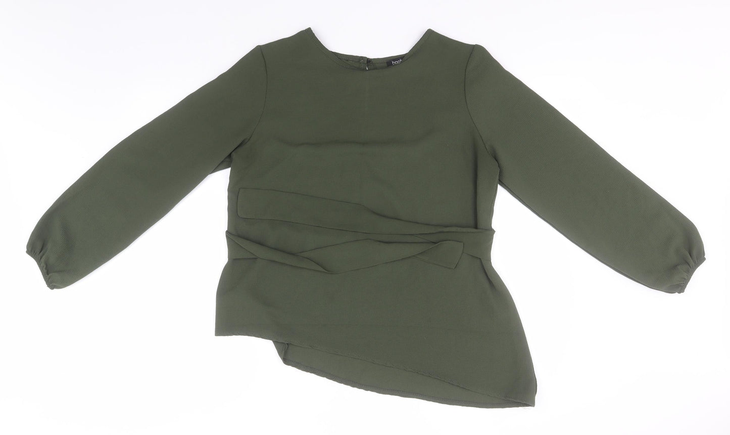 Boohoo Womens Brown  Polyester Basic T-Shirt Size 14 Round Neck