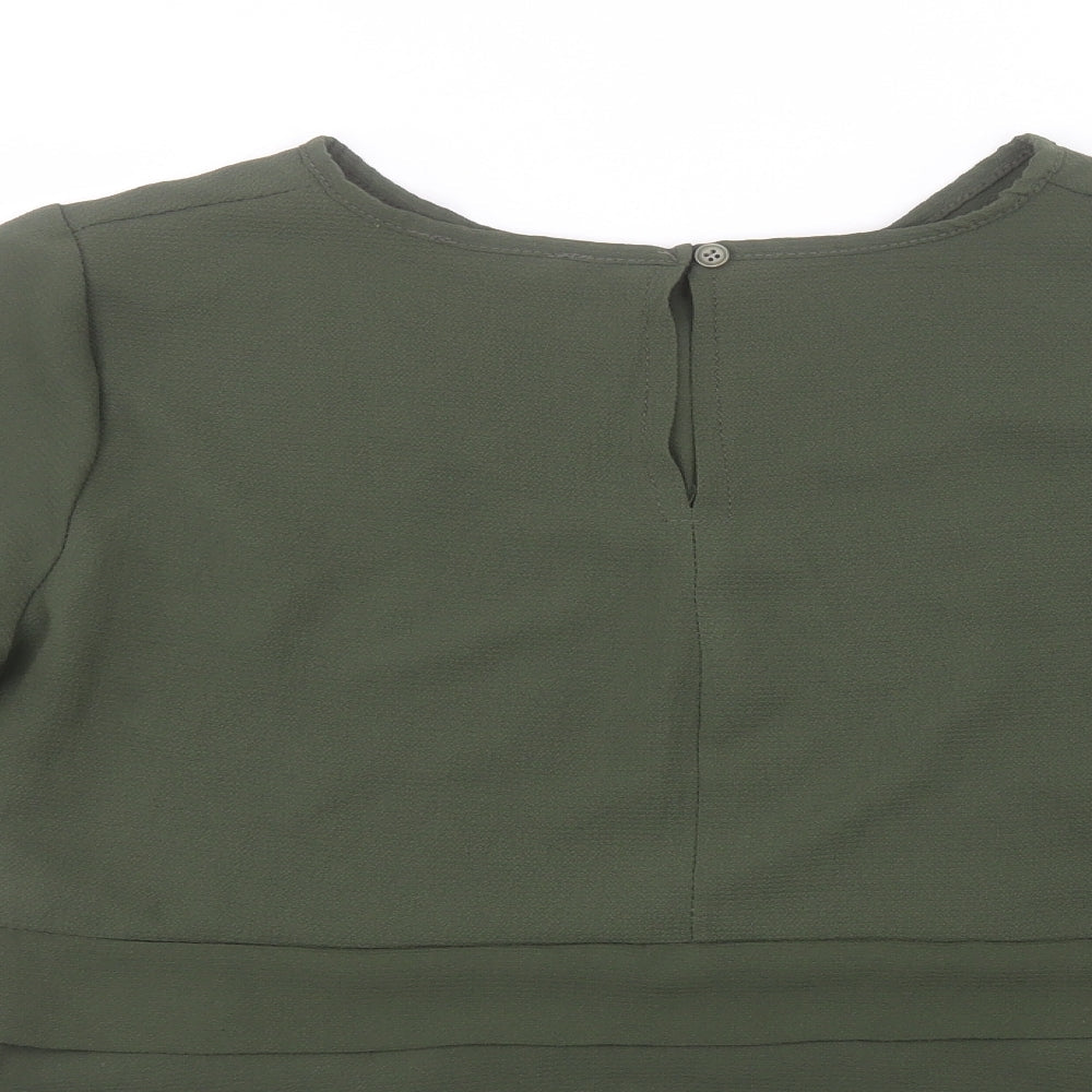 Boohoo Womens Brown  Polyester Basic T-Shirt Size 14 Round Neck