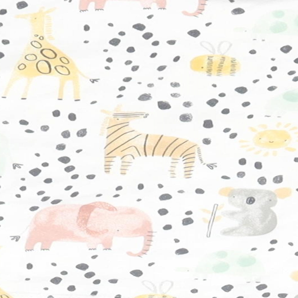 NEXT Baby White Animal Print Cotton Basic T-Shirt Size 0-3 Months Round Neck  - Animals