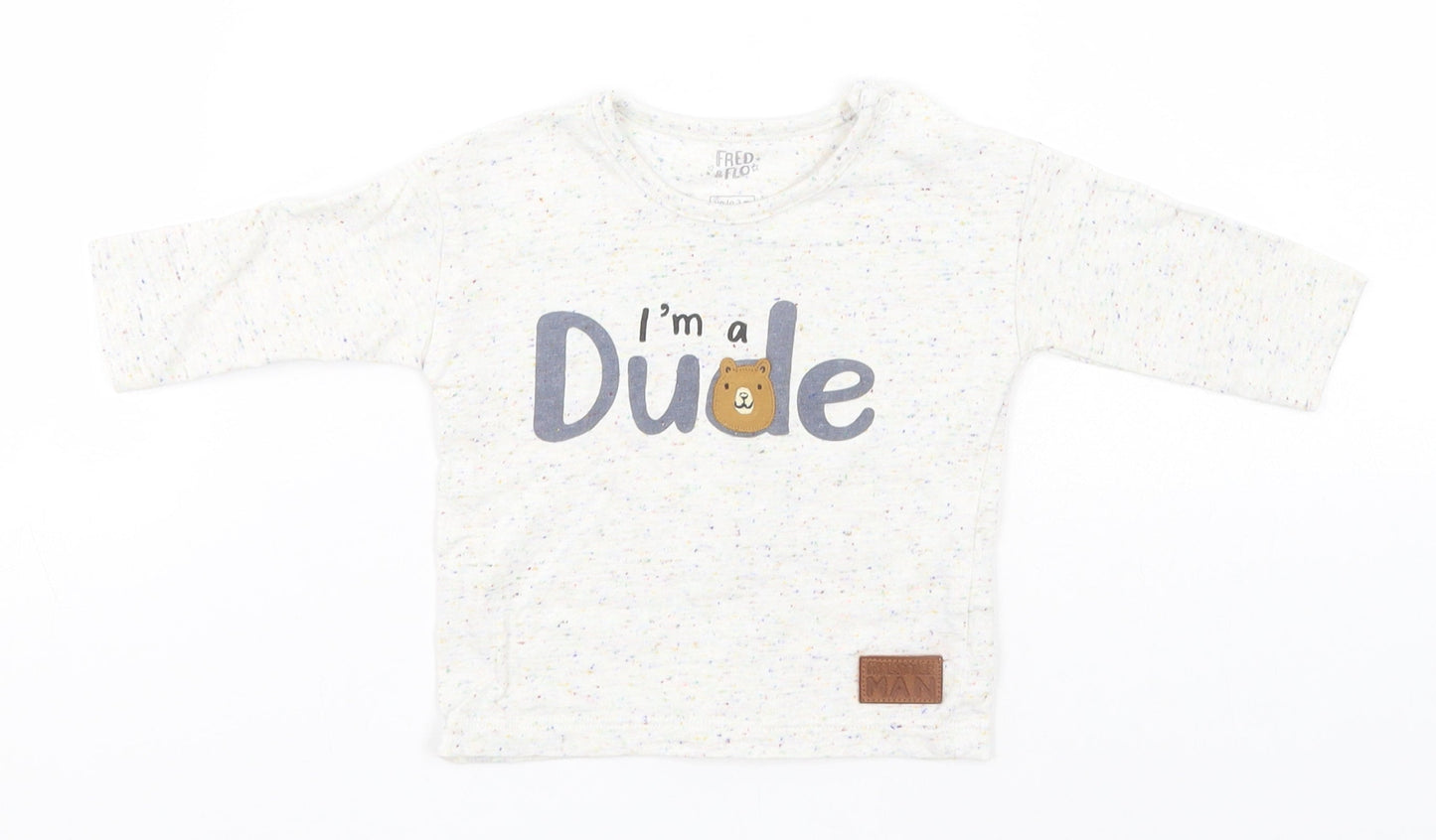 F&F Baby White  Cotton Basic T-Shirt Size 0-3 Months Round Neck  - I'm a Dude
