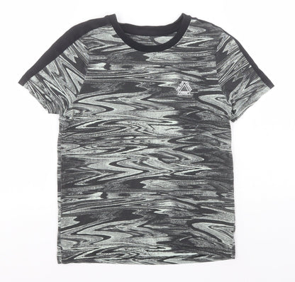 Nutmeg Boys Grey Geometric Cotton Basic T-Shirt Size 9-10 Years Roll Neck