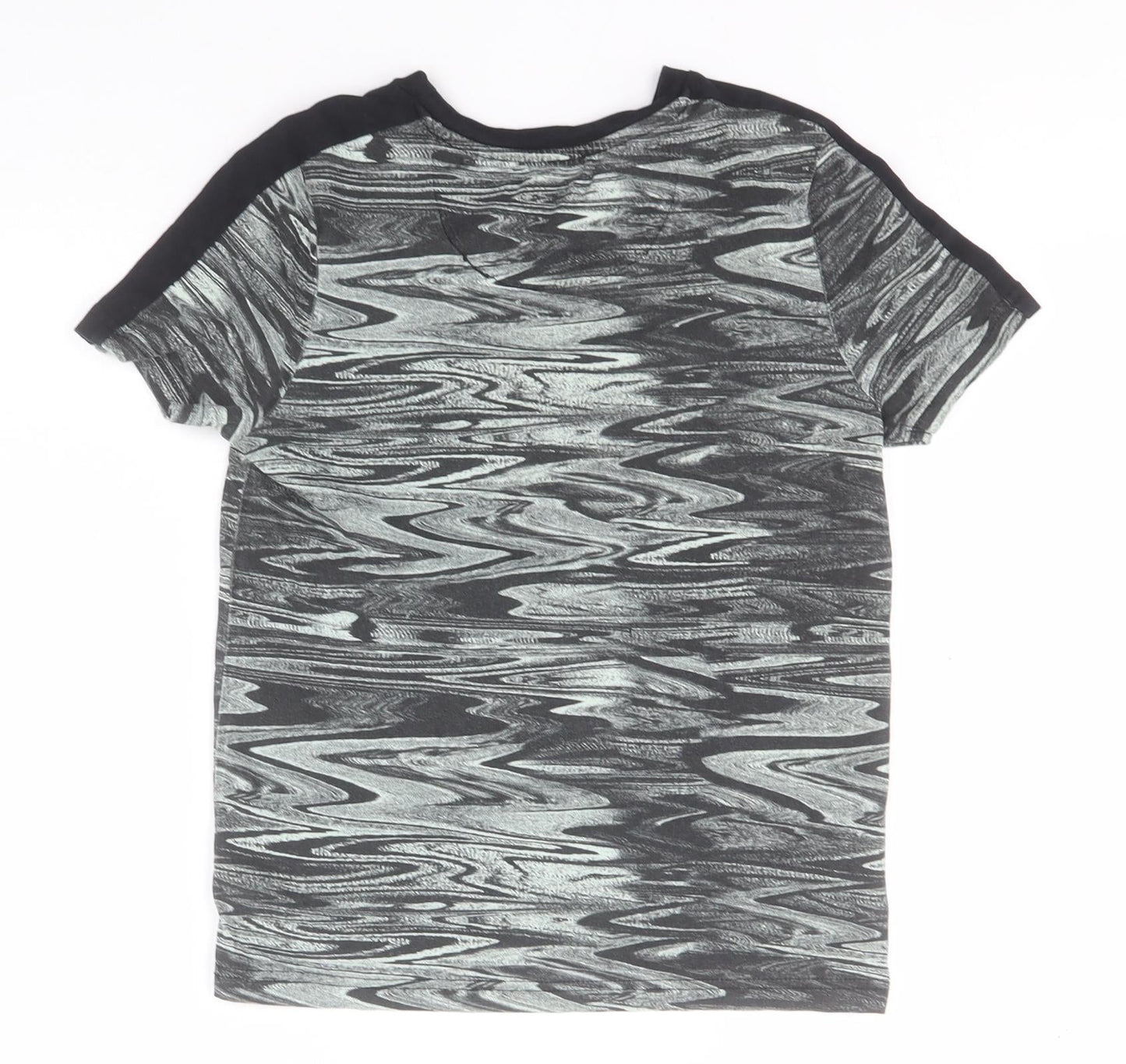 Nutmeg Boys Grey Geometric Cotton Basic T-Shirt Size 9-10 Years Roll Neck