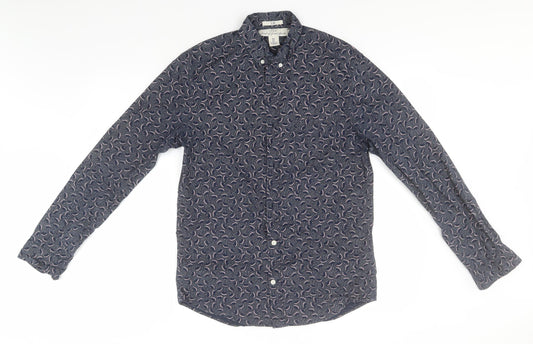 Mens UK Size S H&M Blue  Button-Up Long Sleeve Casual Shirt
