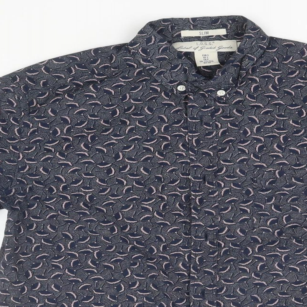 Mens UK Size S H&M Blue  Button-Up Long Sleeve Casual Shirt