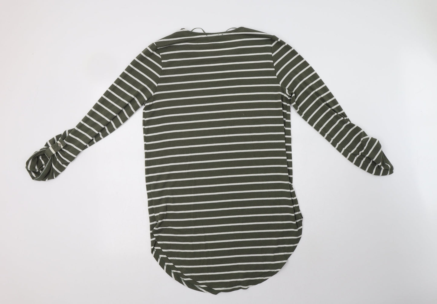 Primark Womens Green Striped Polyester T-Shirt Dress  Size M  Crew Neck  - Hello Weekend